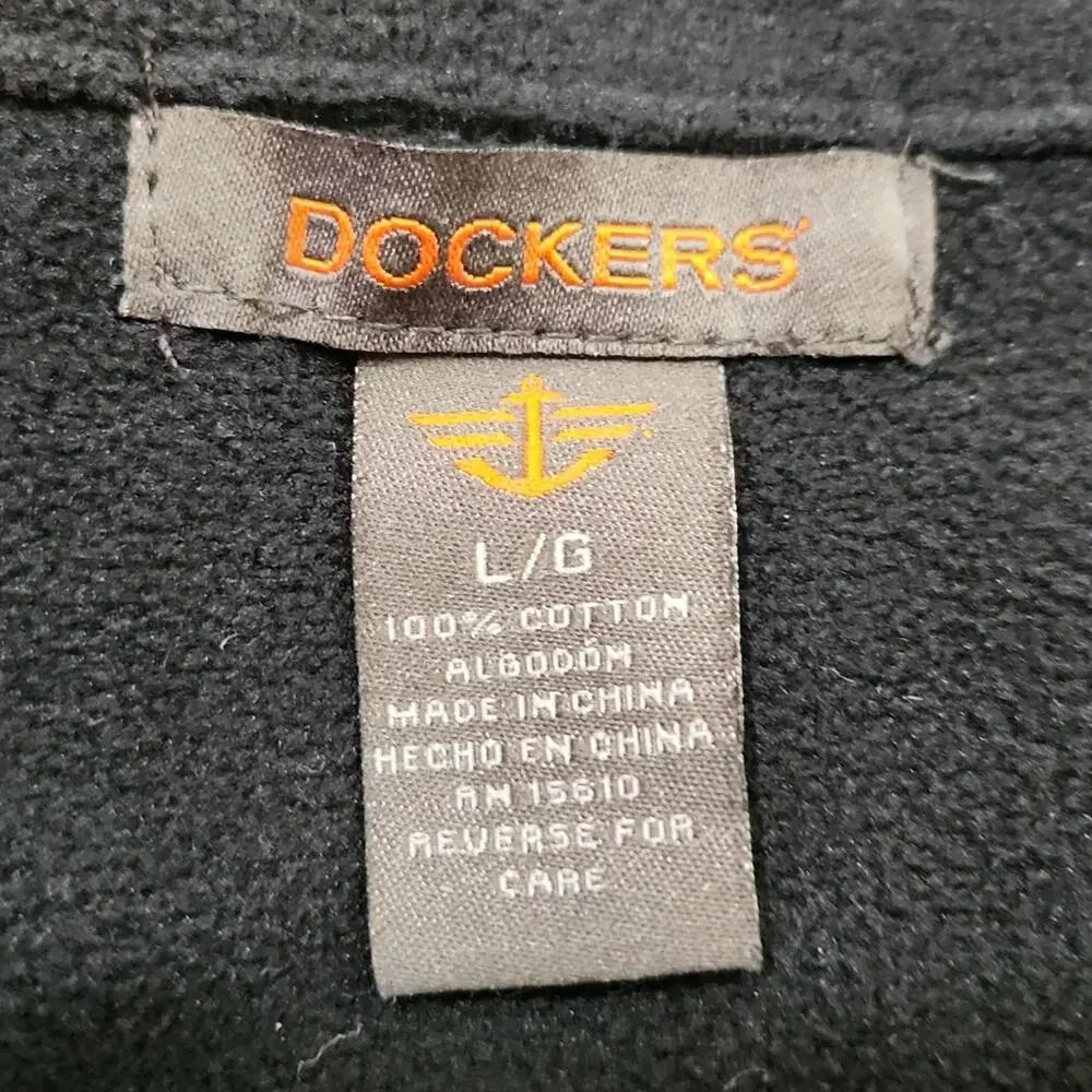 Dockers Men's Dark Gray 1/4 Zip Sweater Size LG 100% Cotton Coastal‎ Neutral